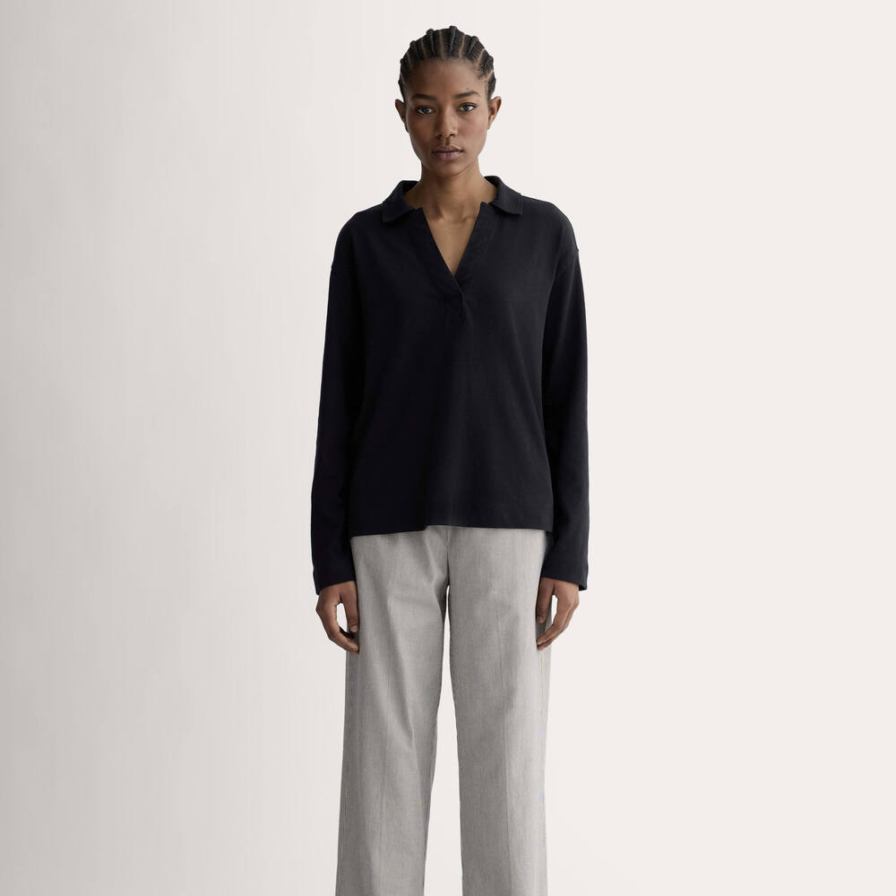 Everlane - Women's Grey and White Striped Cotton Easy Pant